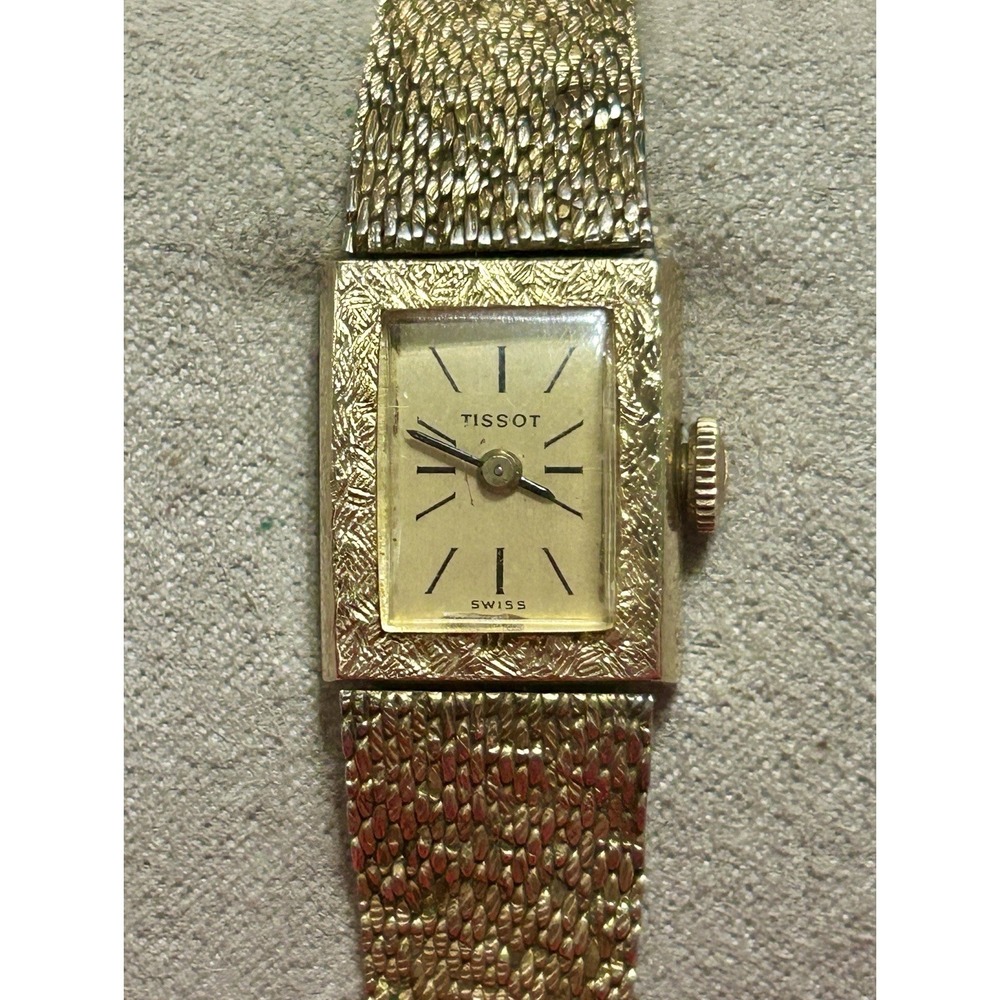 Vintage Tissot 10Kt RGP Bezel Tank Style TH-1282 1330829 READ - Picture 4 of 16